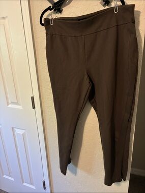 Express Slim Pull-On Pants in Dark Brown